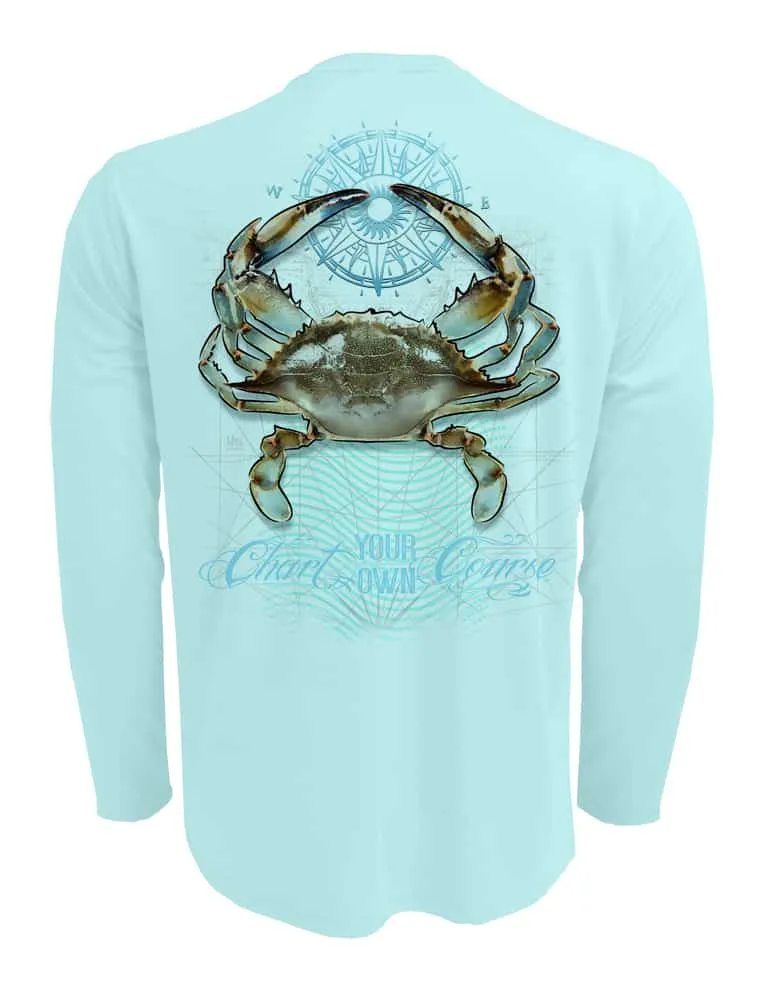 Crab Men's UV Long Sleeve by Chart Your Own Course | Long Sleeve | UPF 50 Sun Protection | Performance Polyester Rash Guard |