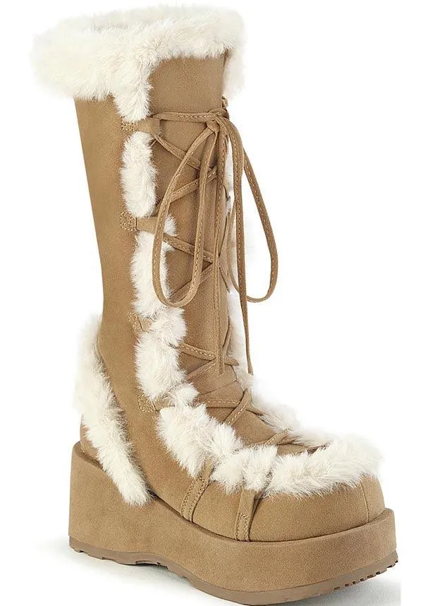 CUBBY-311 [Camel Vegan Suede] | PLATFORM BOOTS [PREORDER]