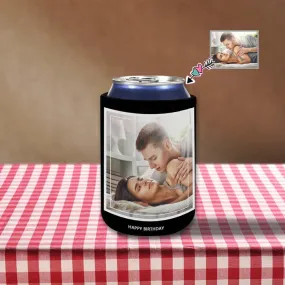 Custom Couple Photo Black Can Cooler Wedding Koozies Personalized Can Cooler DIY Cooler for Parties Weddings Events