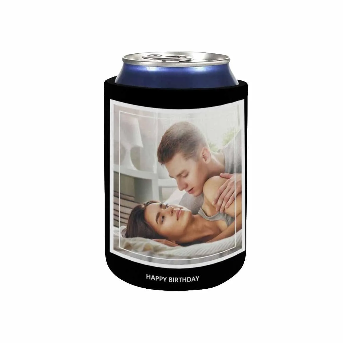 Custom Couple Photo Black Can Cooler Wedding Koozies Personalized Can Cooler DIY Cooler for Parties Weddings Events