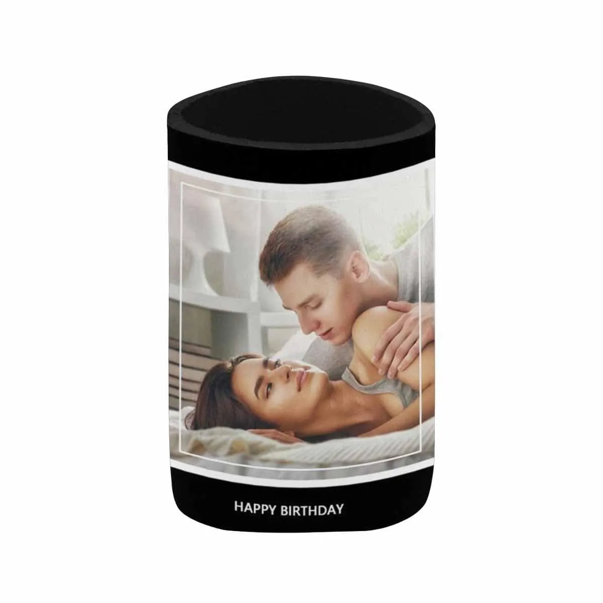 Custom Couple Photo Black Can Cooler Wedding Koozies Personalized Can Cooler DIY Cooler for Parties Weddings Events