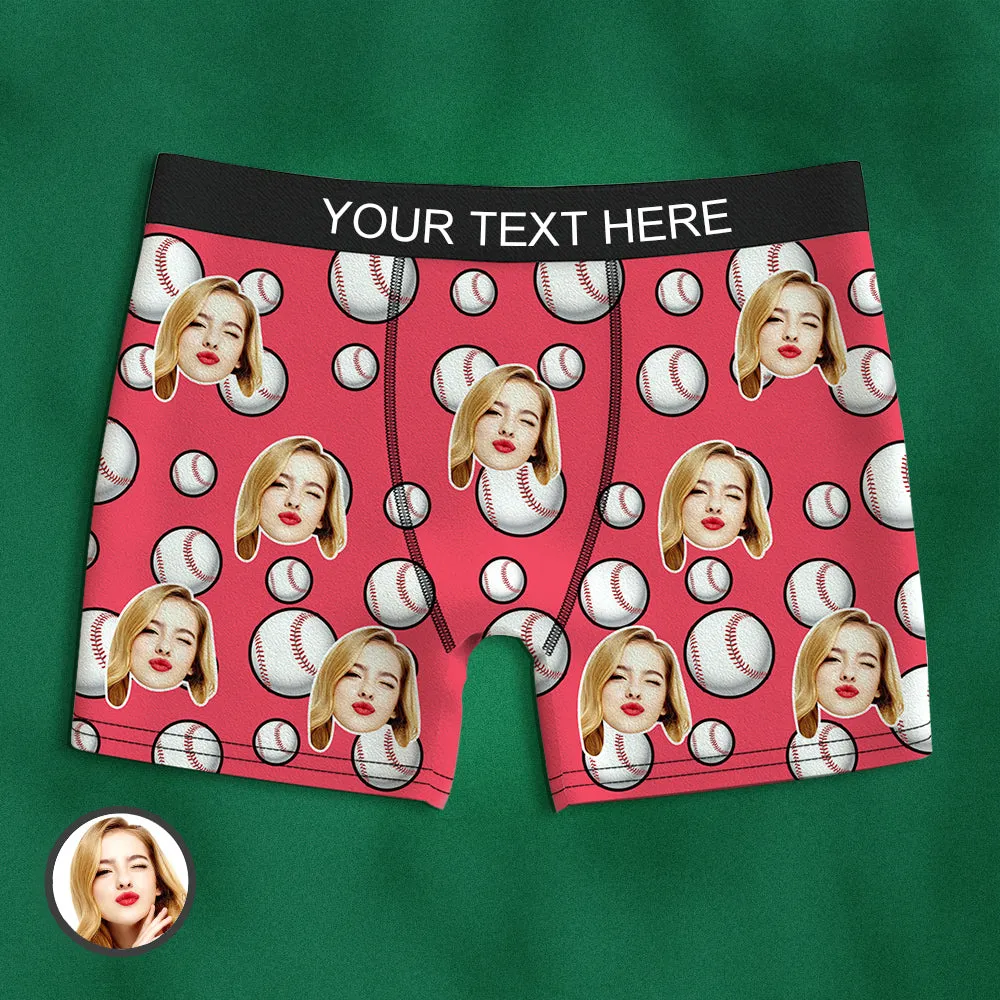 Custom Face Boxer Briefs Personalized Baseball Sports Boxers Gift for Him