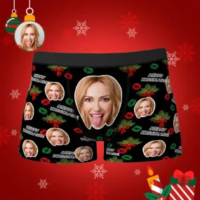 Custom Face Boxers Shorts Personalised Photo Underwear MERRY KISSMASS Christmas Gift for Men