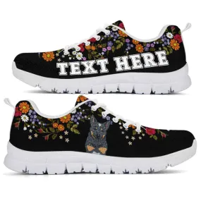 Custom Name Australian Cattle Sneaker, Heeler Flower Floral Colorful Dog Lovers Sneakers Gym Running Shoes, Best Running Shoes