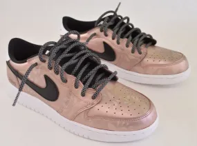 Custom Nike Rose Gold Jordan Retro 1 Low OG Sneakers - Hand Painted