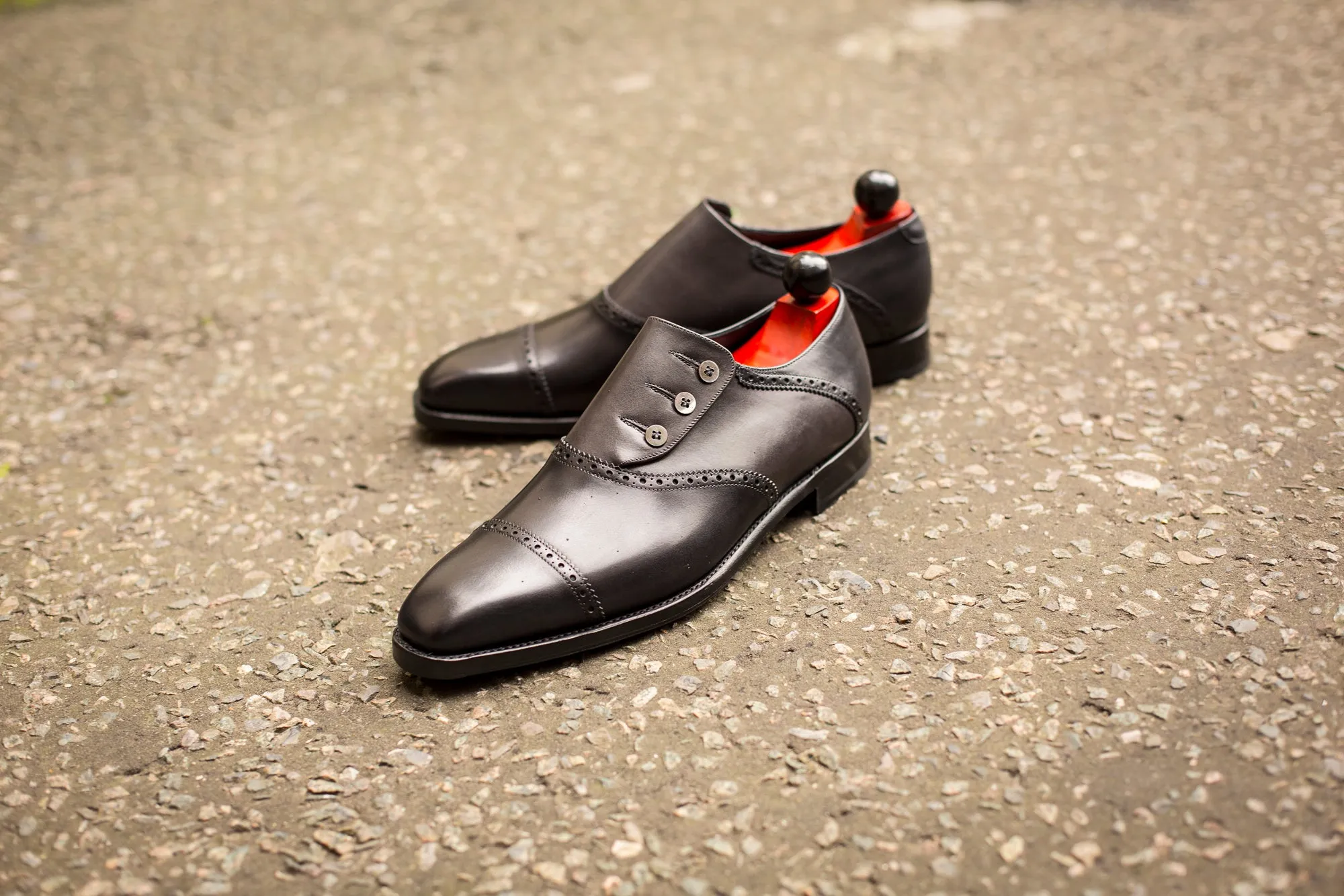 Cyril - MTO - Shaded Black Calf / Shaded Grey Calf - MGF Last - Single Leather Sole