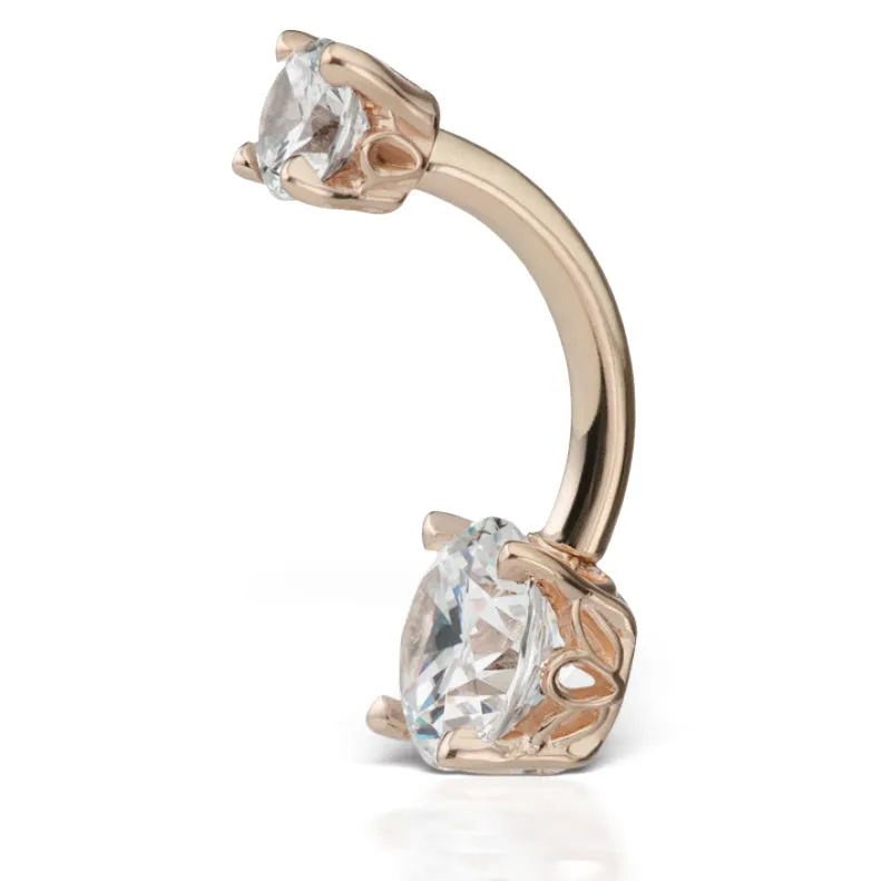 CZ Prong Solitaire Navel Ring by Maria Tash in 14K Rose Gold