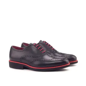 DapperFam Aeron in Black Men's Italian Leather Full Brogue