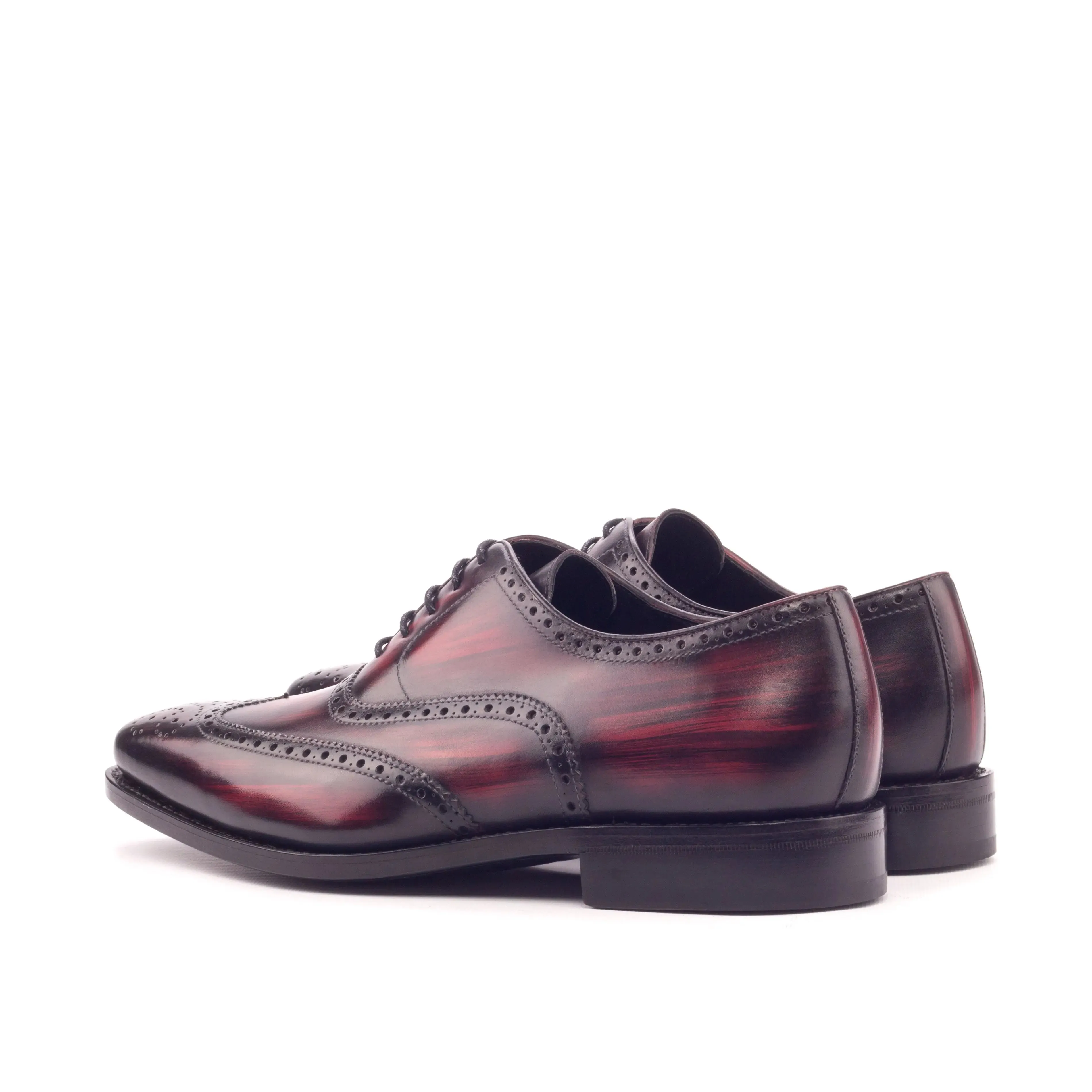 DapperFam Aeron in Burgundy Men's Hand-Painted Patina Full Brogue