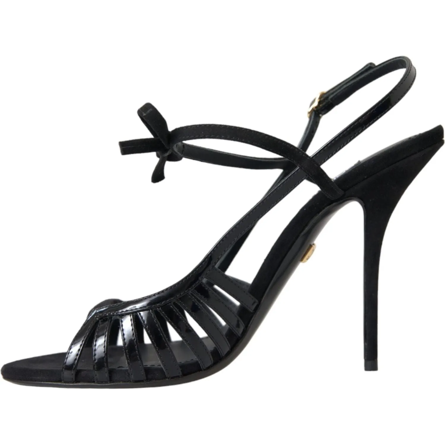 Dolce & Gabbana Black Sandals Stilettos Suede Strap Shoes