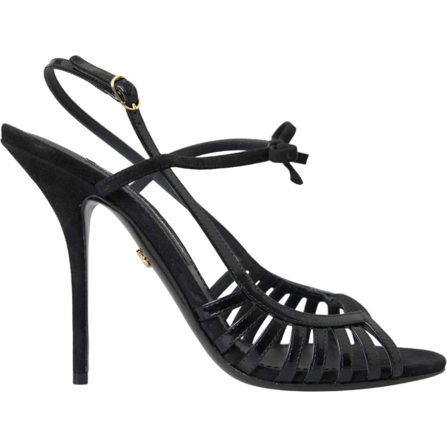 Dolce & Gabbana Black Sandals Stilettos Suede Strap Shoes