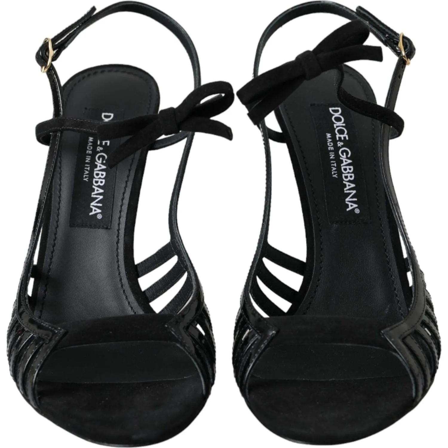 Dolce & Gabbana Black Sandals Stilettos Suede Strap Shoes