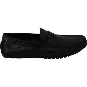 Dolce & Gabbana Exquisite Black Lizard Leather Loafers