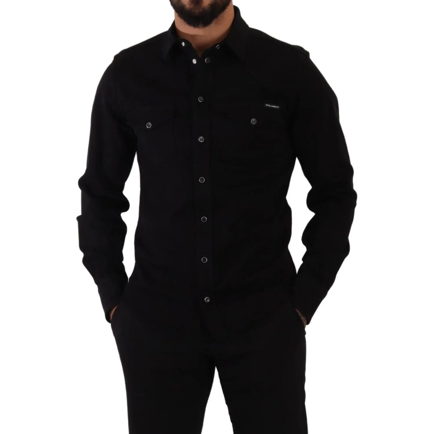 Dolce & Gabbana Slim Fit Casual Black Designer Shirt