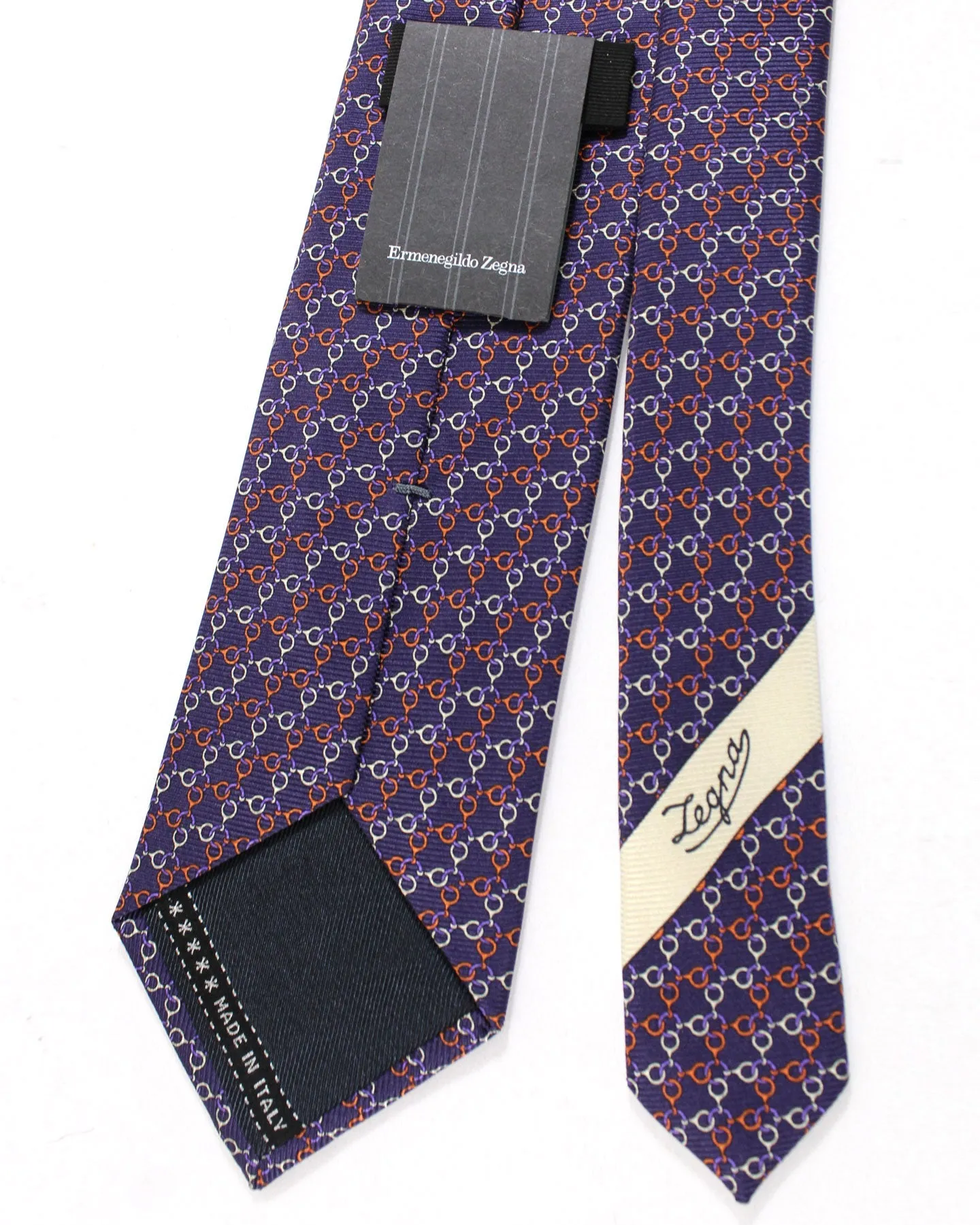 Ermenegildo Zegna Silk Tie Purple Orange Chain SALE