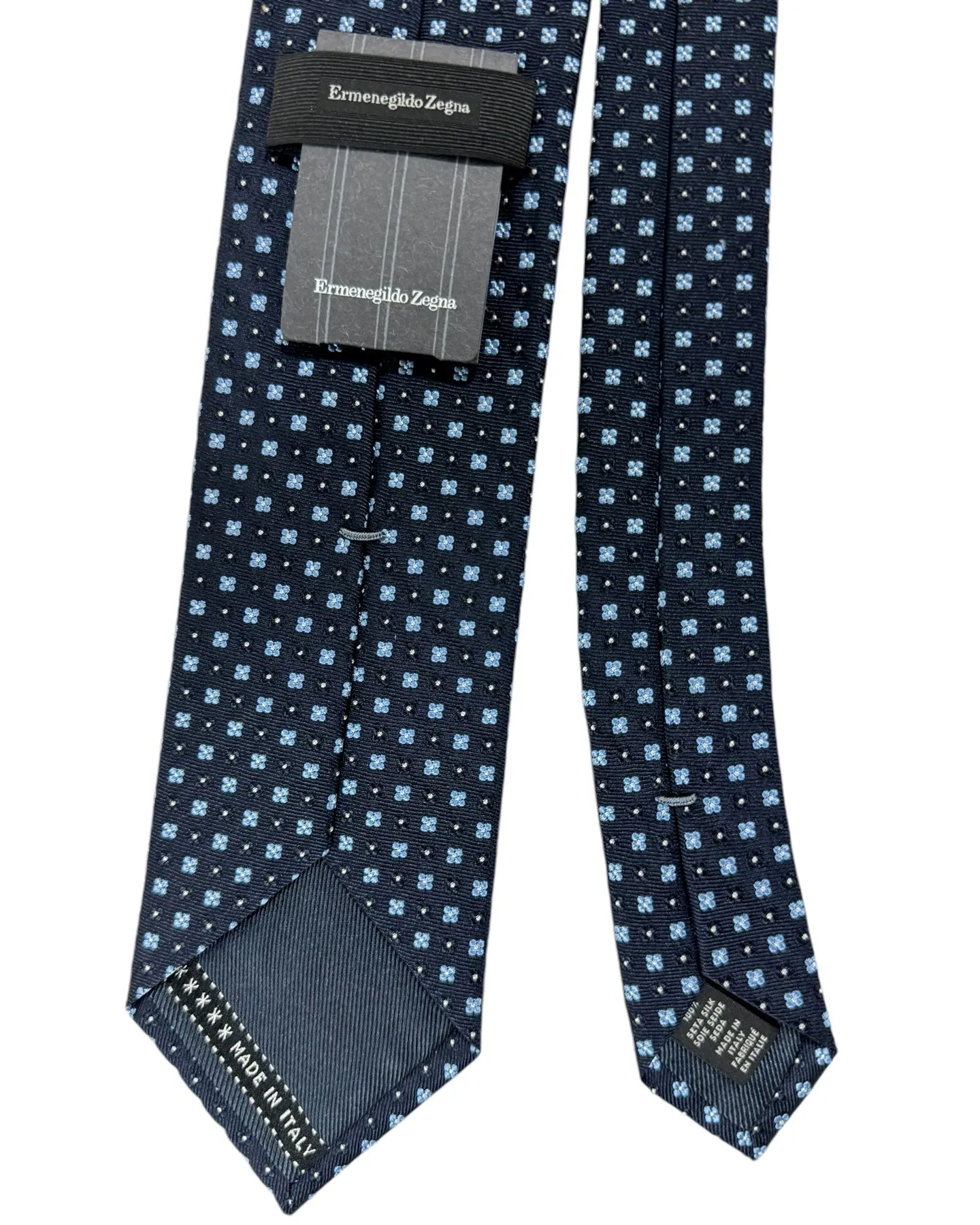 Ermenegildo Zegna Tie Navy Blue Mini Floral