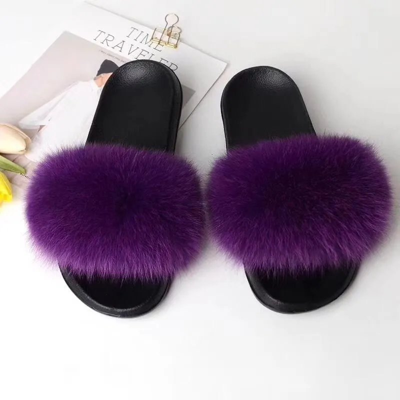 Fashion Solid color fur slippers