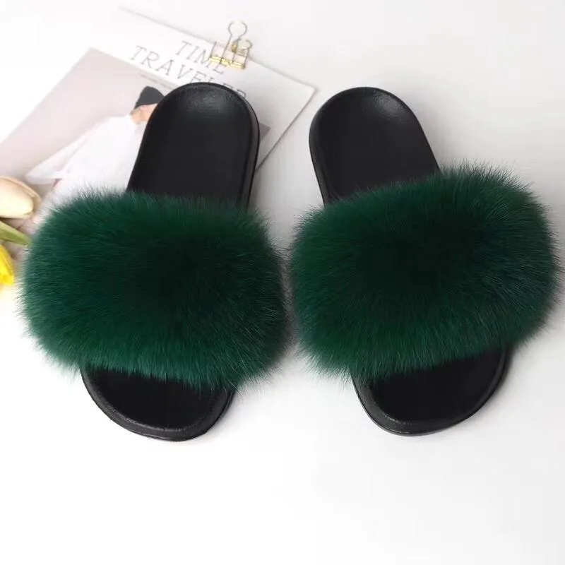 Fashion Solid color fur slippers