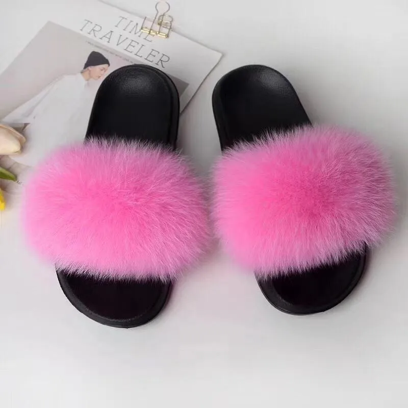 Fashion Solid color fur slippers