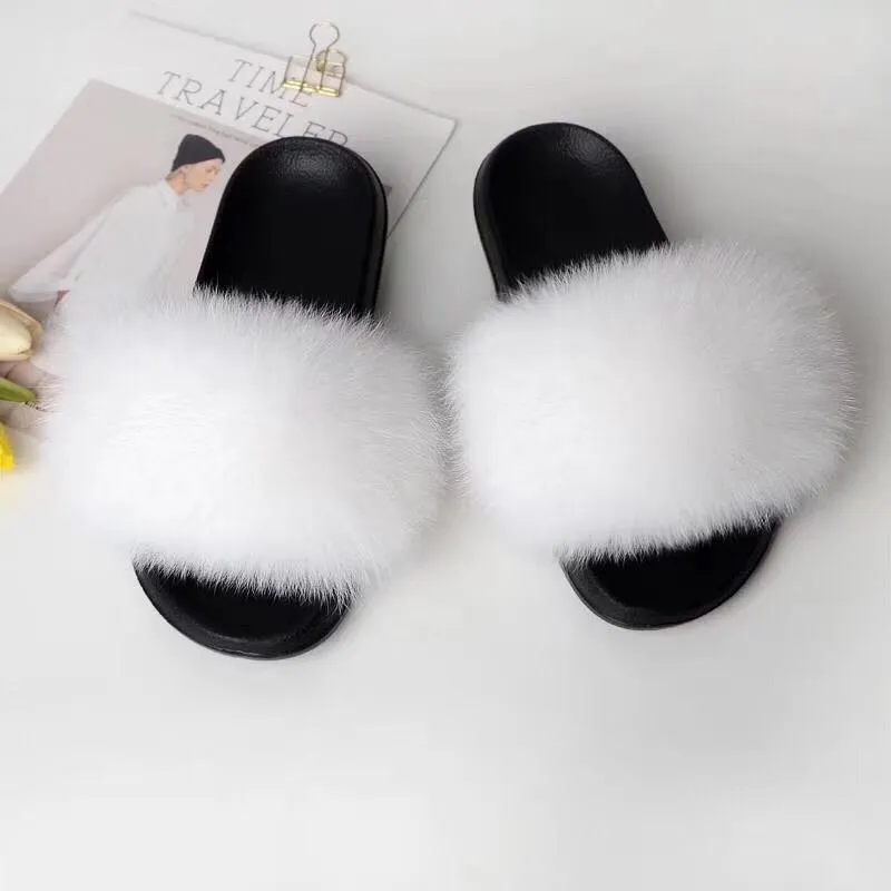 Fashion Solid color fur slippers