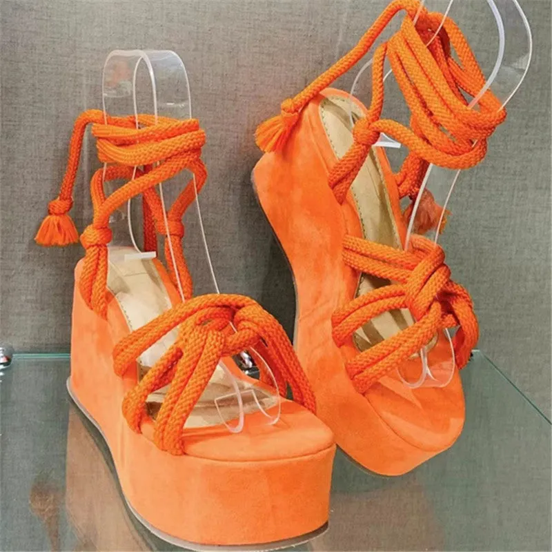 Fashion solid color lace-up sandals（HPSD198）