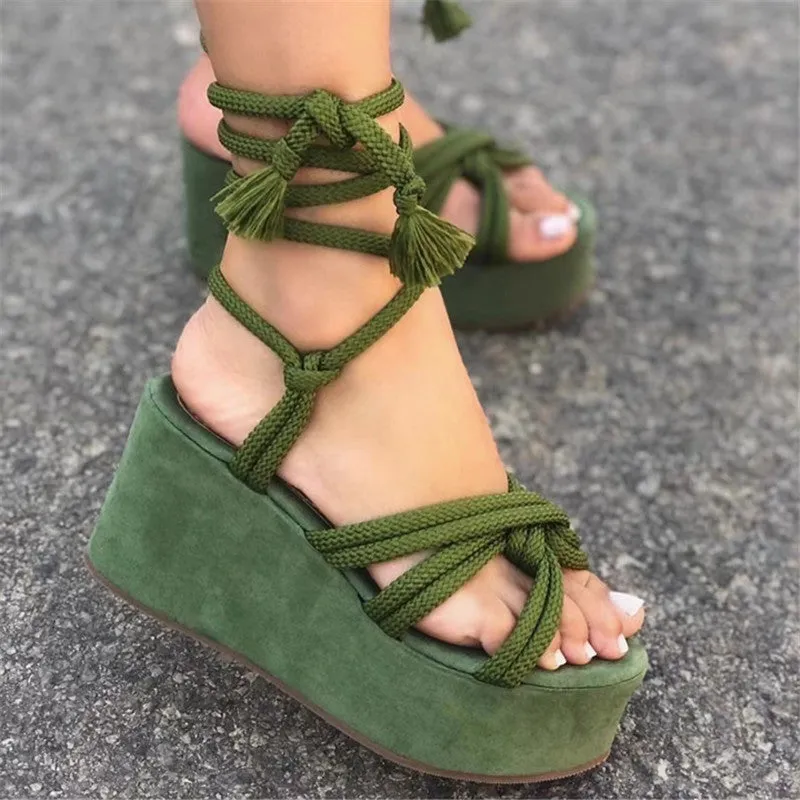 Fashion solid color lace-up sandals（HPSD198）