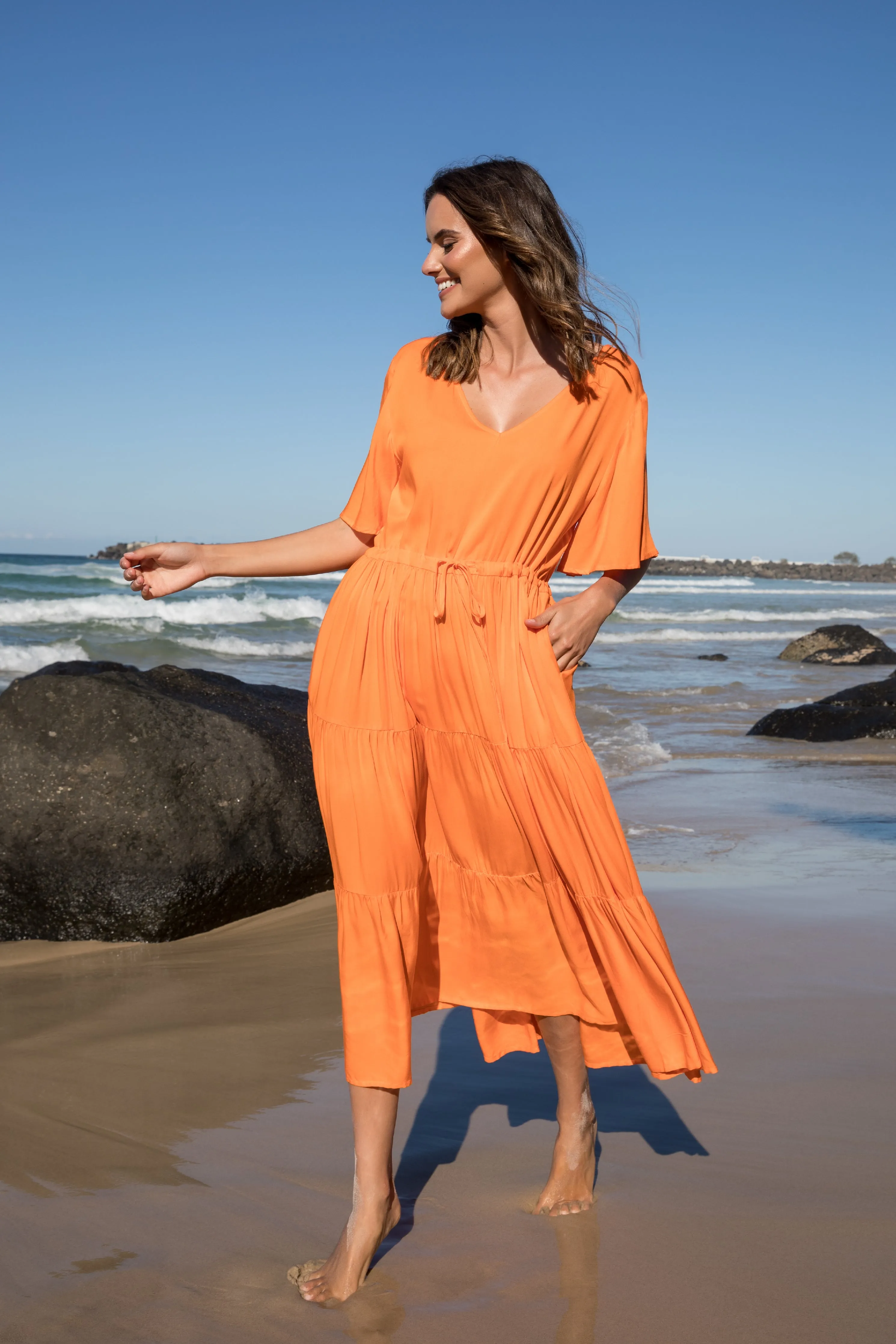 FINAL SALE Lili Dress in Tangelo Orange