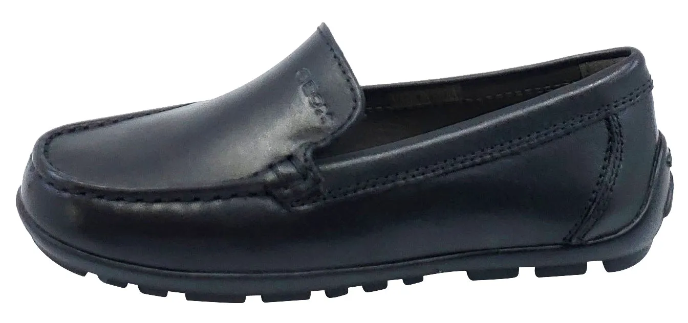 Geox Jr New Fast Mocassin Black Premium Leather Plain Slip On for Boy's