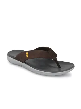 Hitz Men's Brown Open Toe Casual Slippers