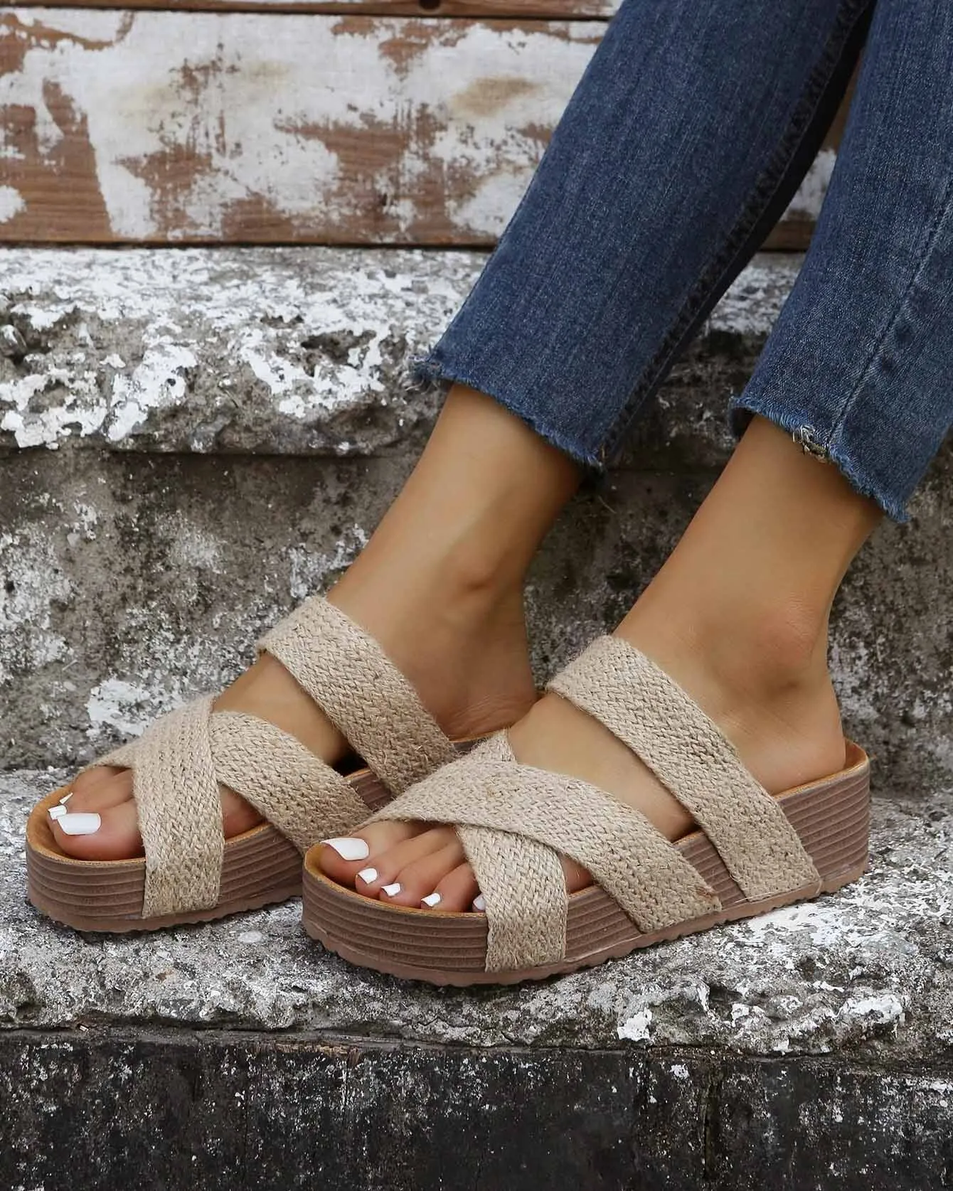 iForgirls Thick Soled Woven Sandals