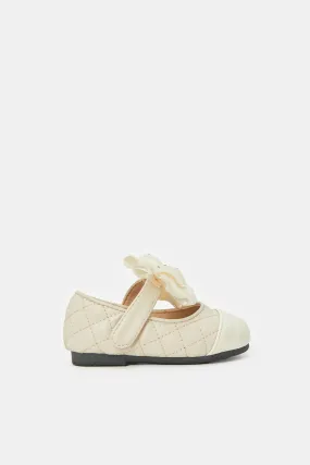 Infant Girls Beige Bow Ballerina