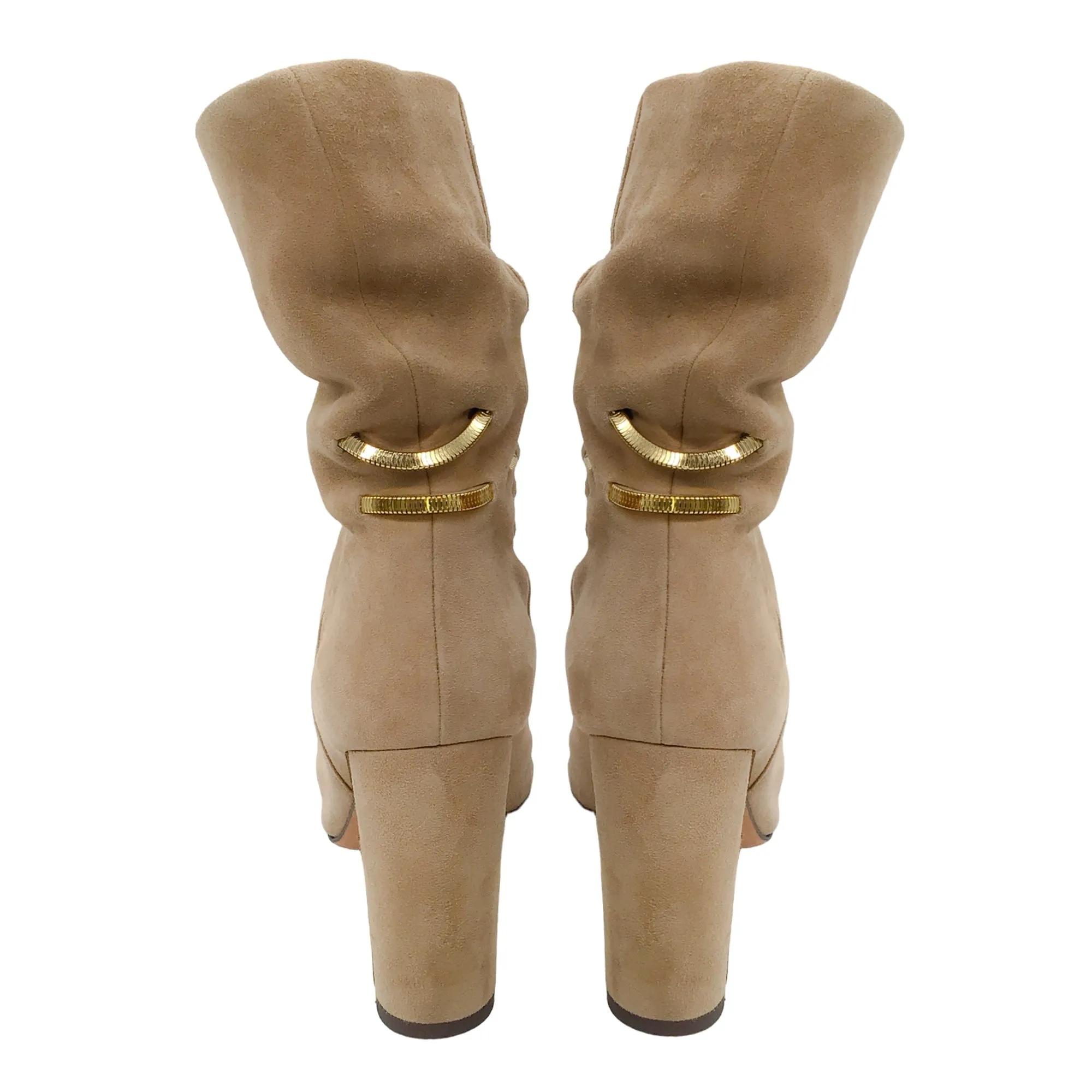 Jimmy Choo Beige Mysen 100 Open Toe Suede Boots