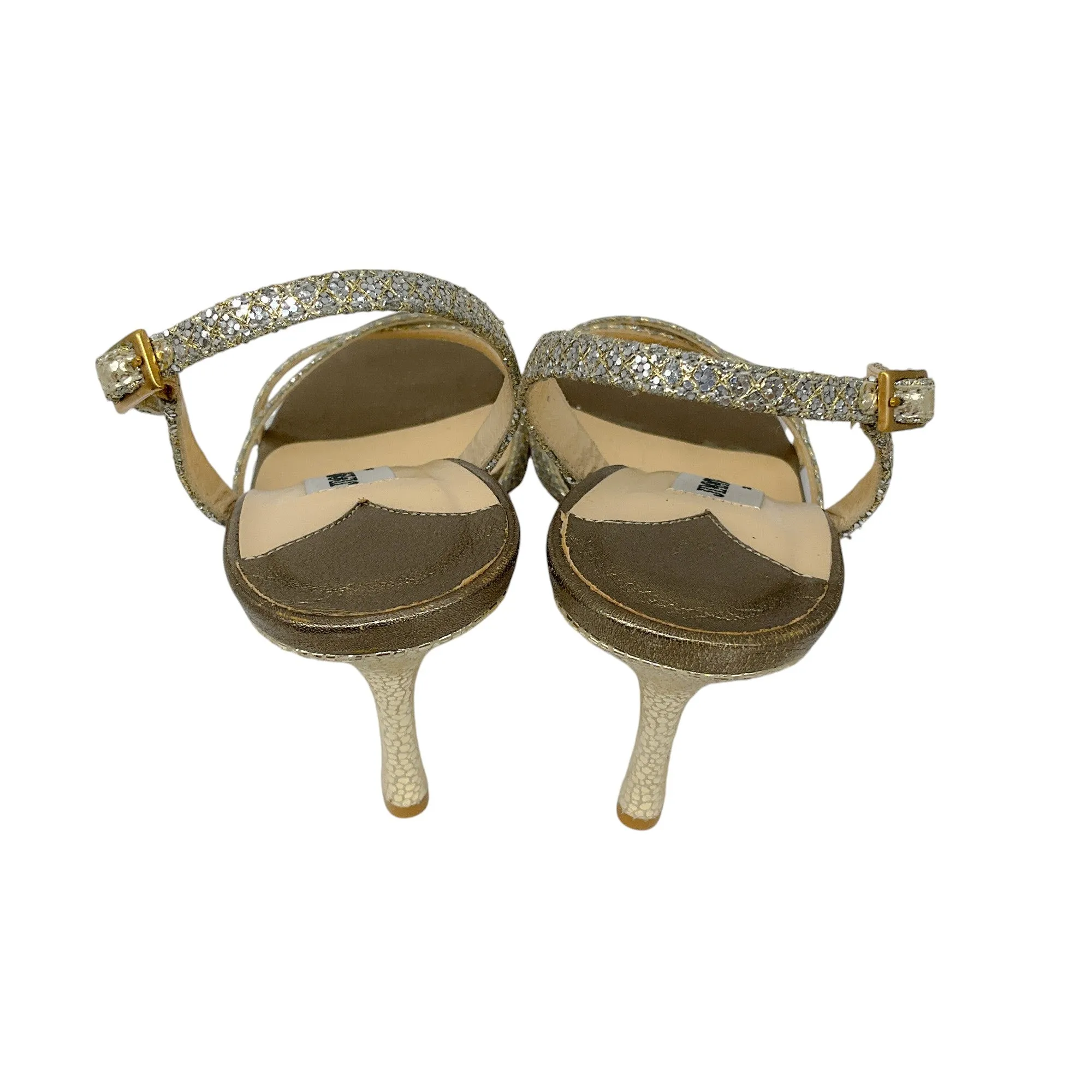 Jimmy Choo Gold / Silver Metallic Glitter Sandals