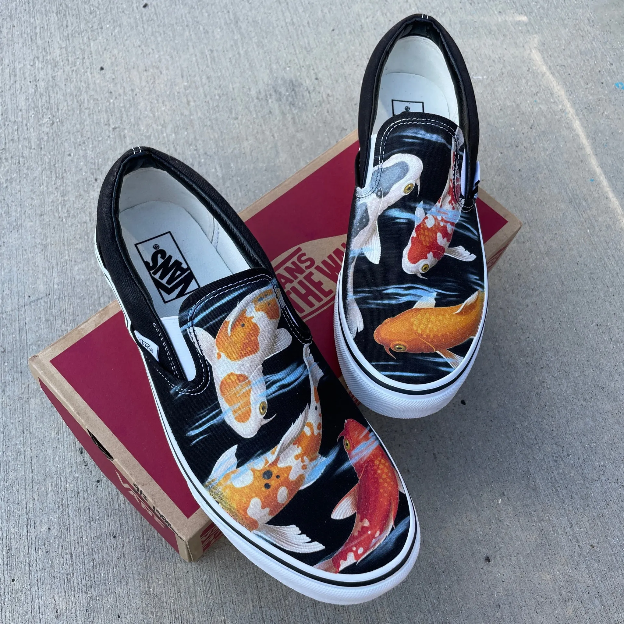 Koi Pond - Black Slip On Vans