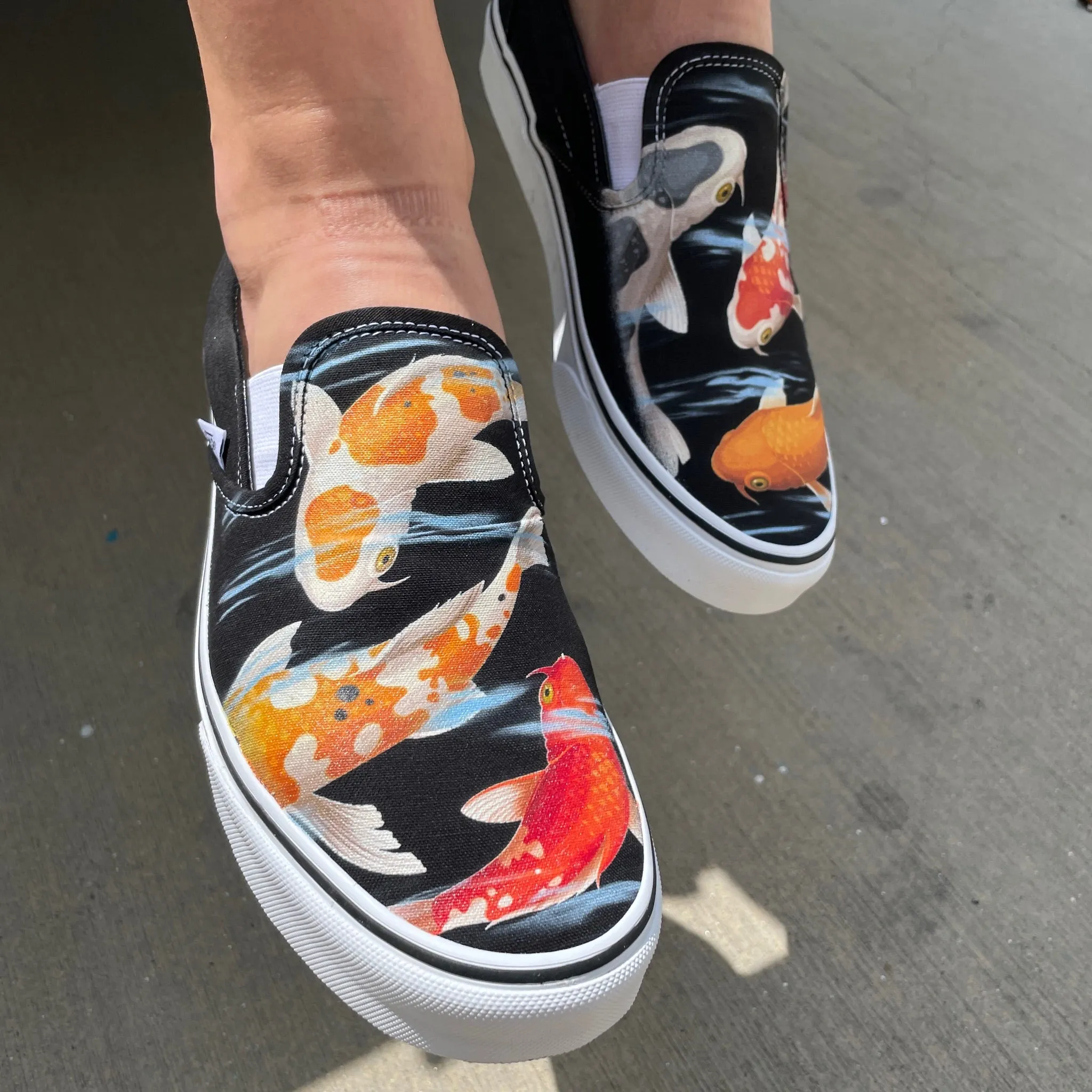 Koi Pond - Black Slip On Vans