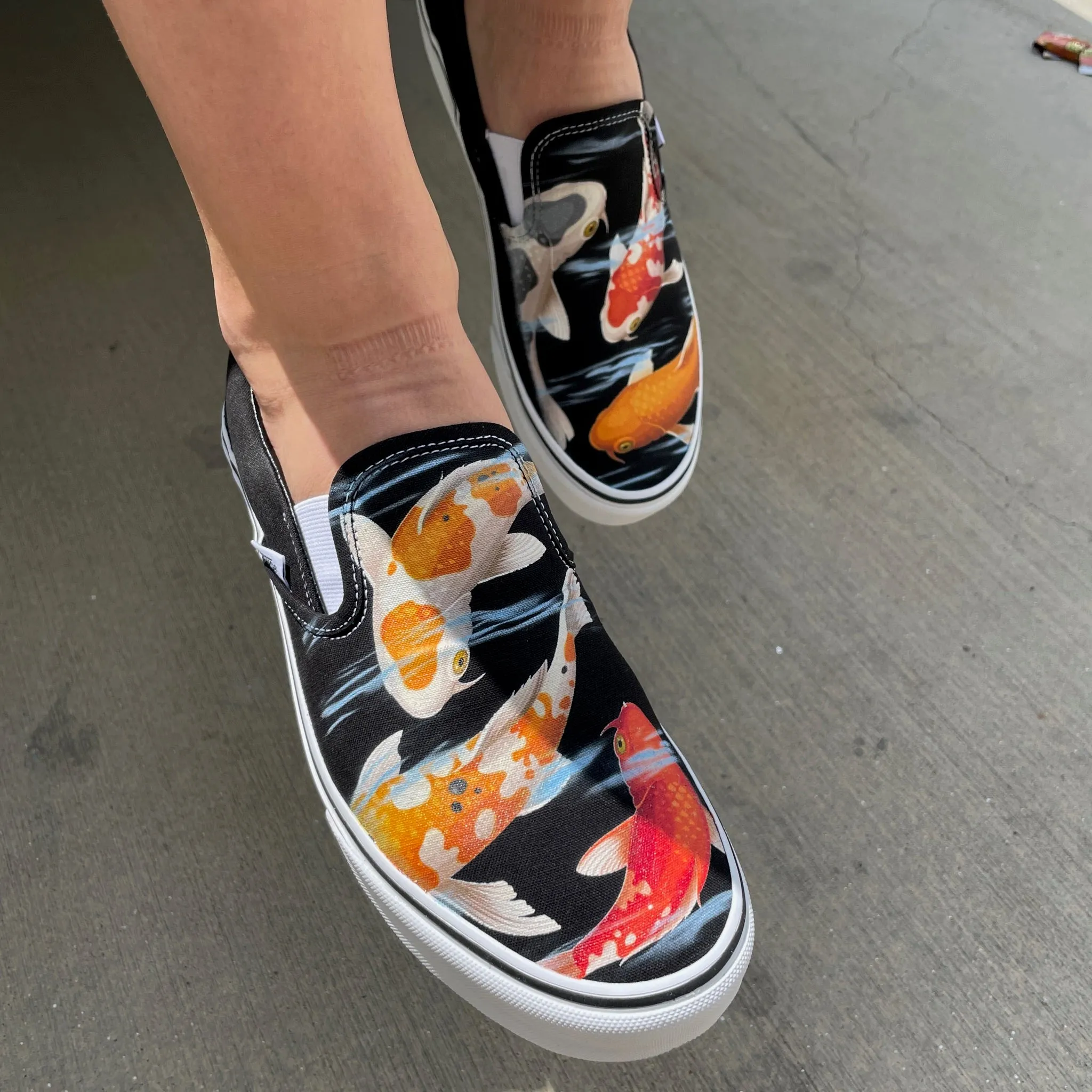 Koi Pond - Black Slip On Vans