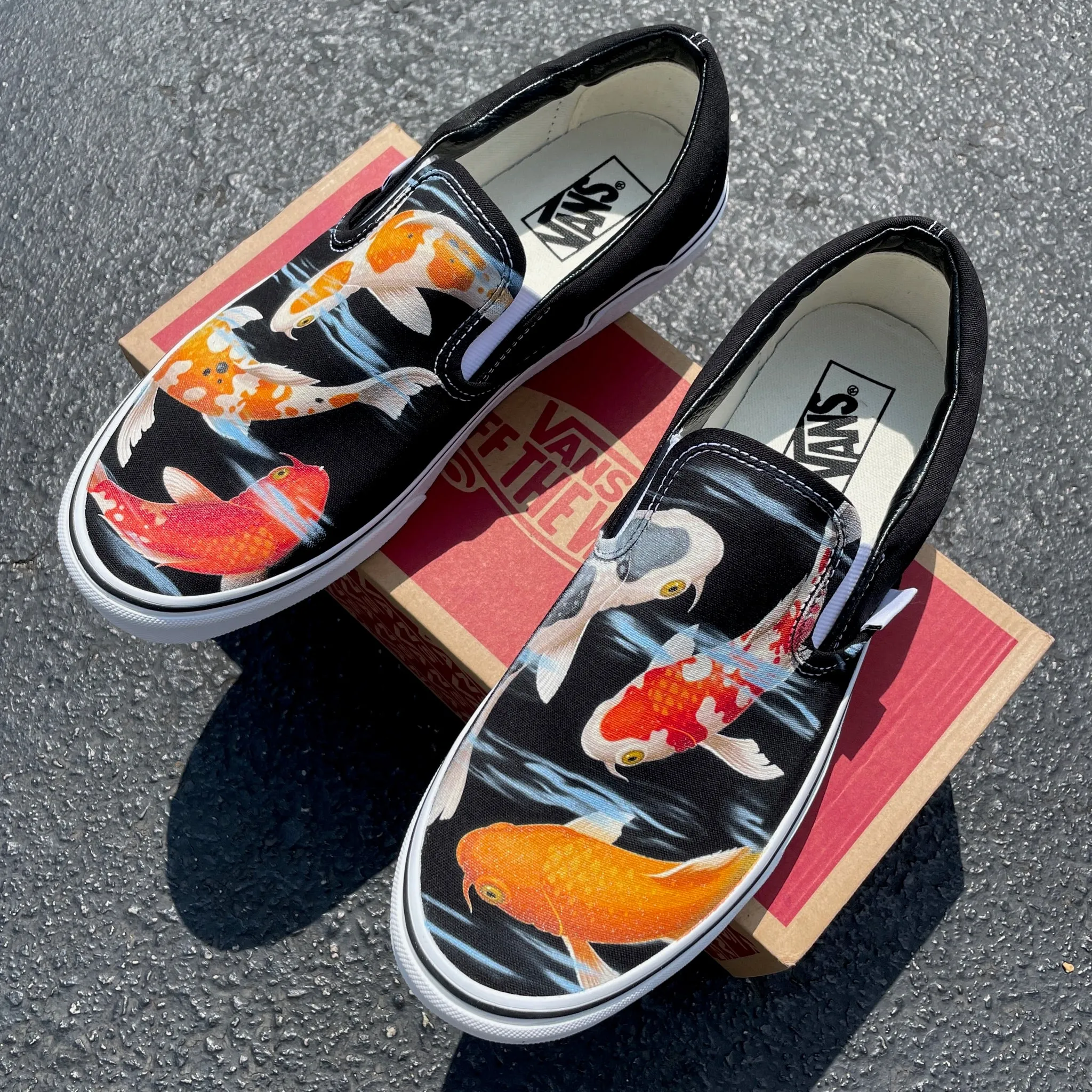 Koi Pond - Black Slip On Vans