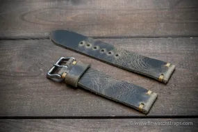 Leather watch strap, Badalassi wax grey. Hand-made to order in Finland.