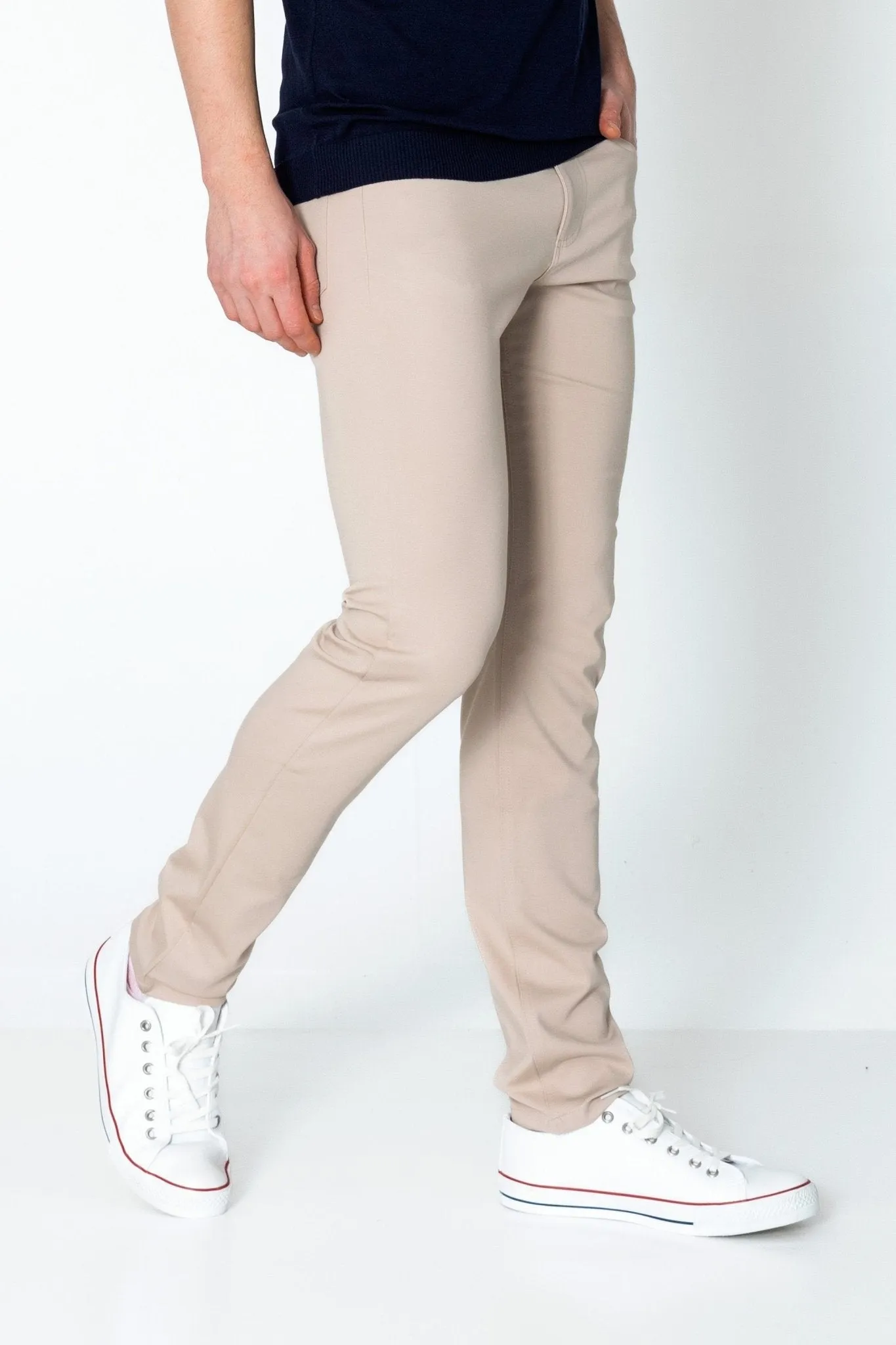 Lightweight Fitted Casual Pants - Beige