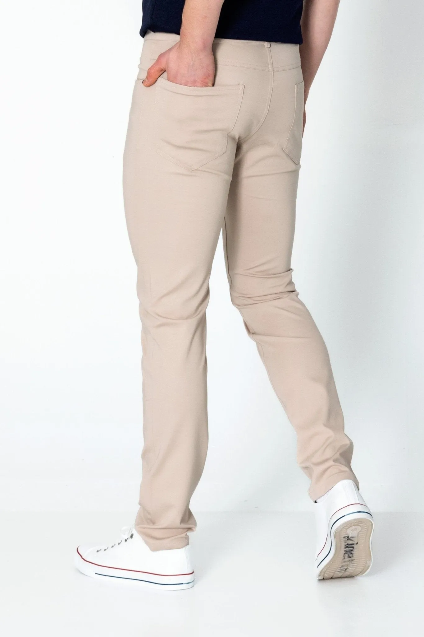 Lightweight Fitted Casual Pants - Beige