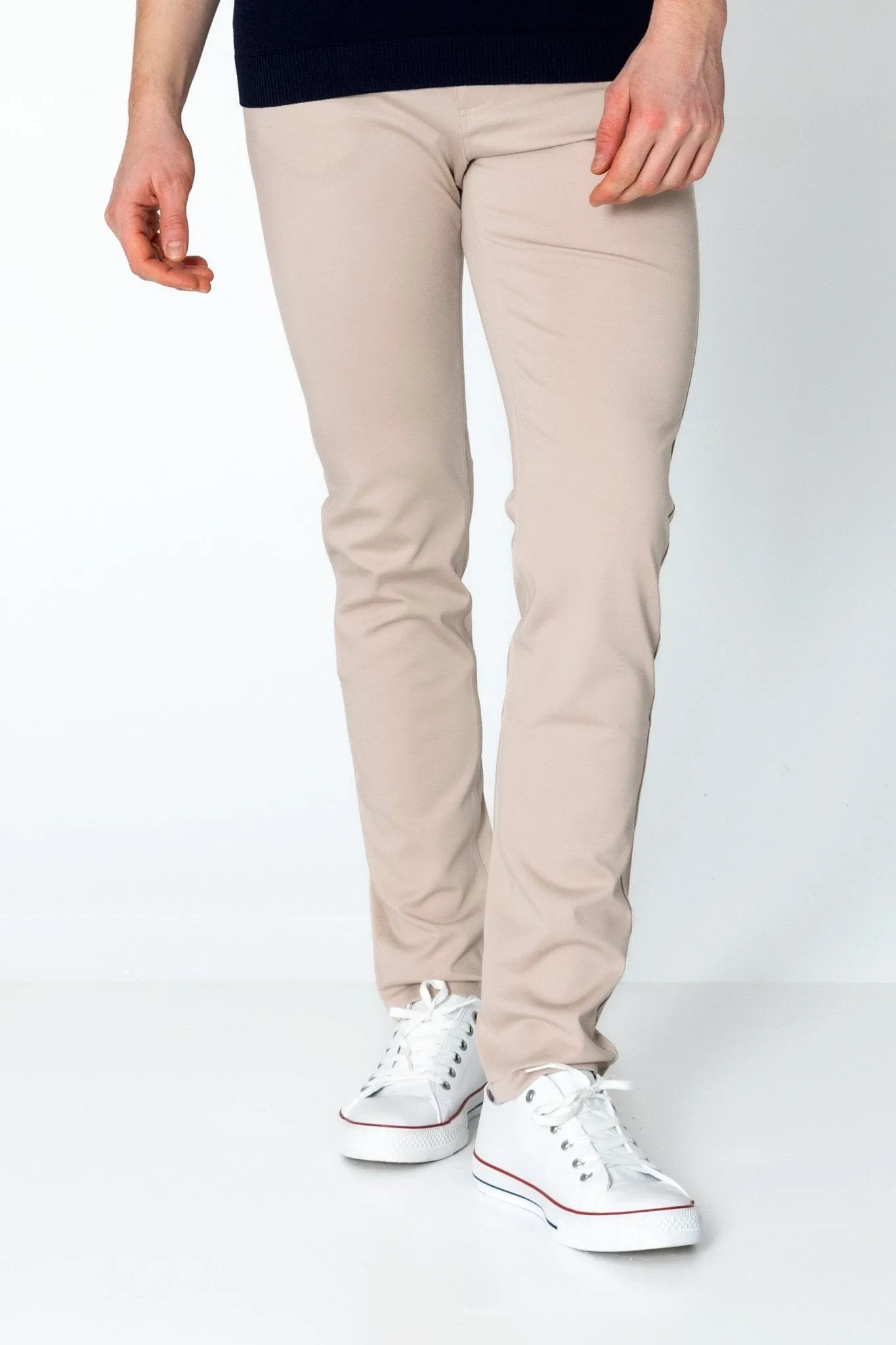 Lightweight Fitted Casual Pants - Beige