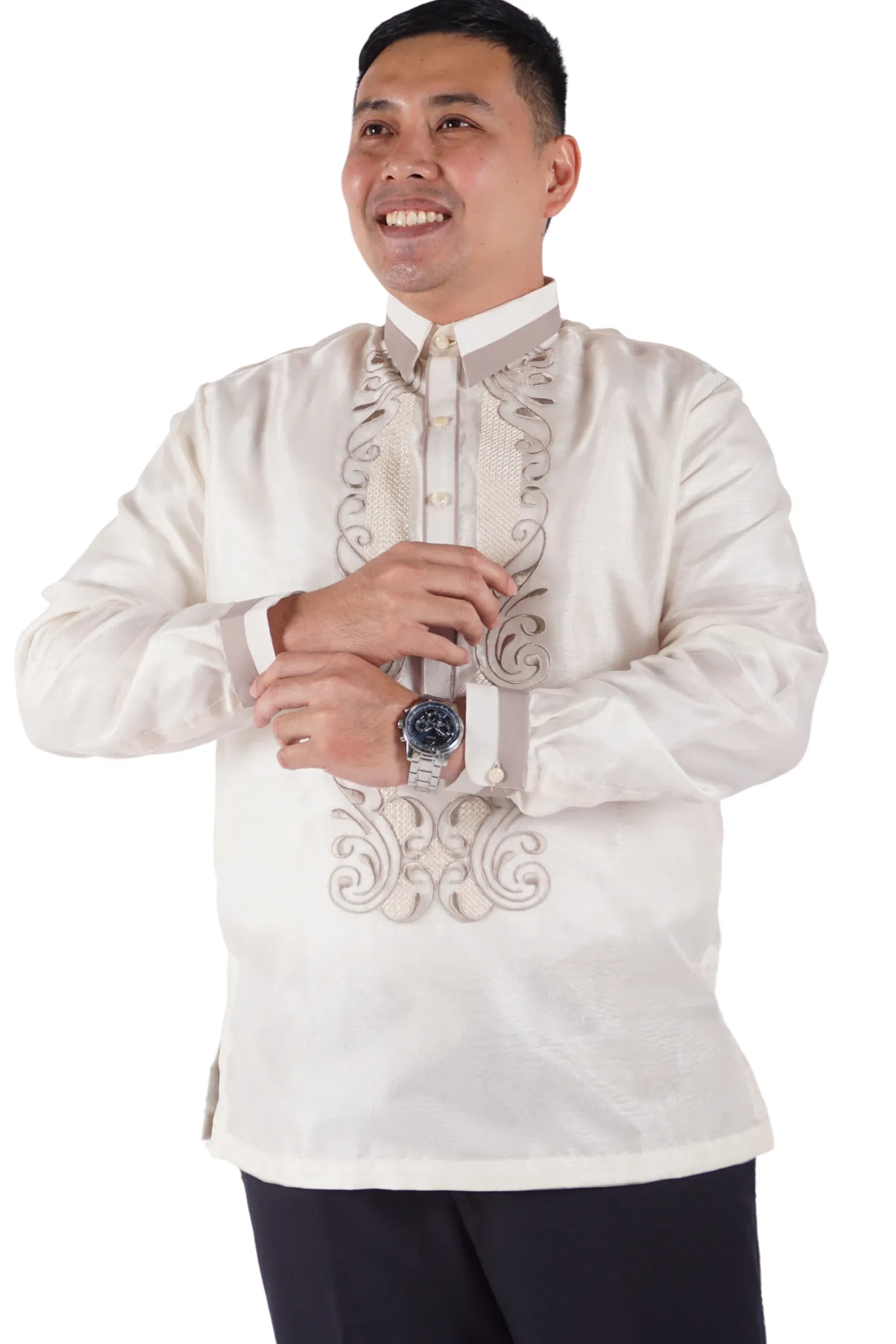 Men's Organza Premium Embroidery Classic Barong Tagalog   - Erik - JN01