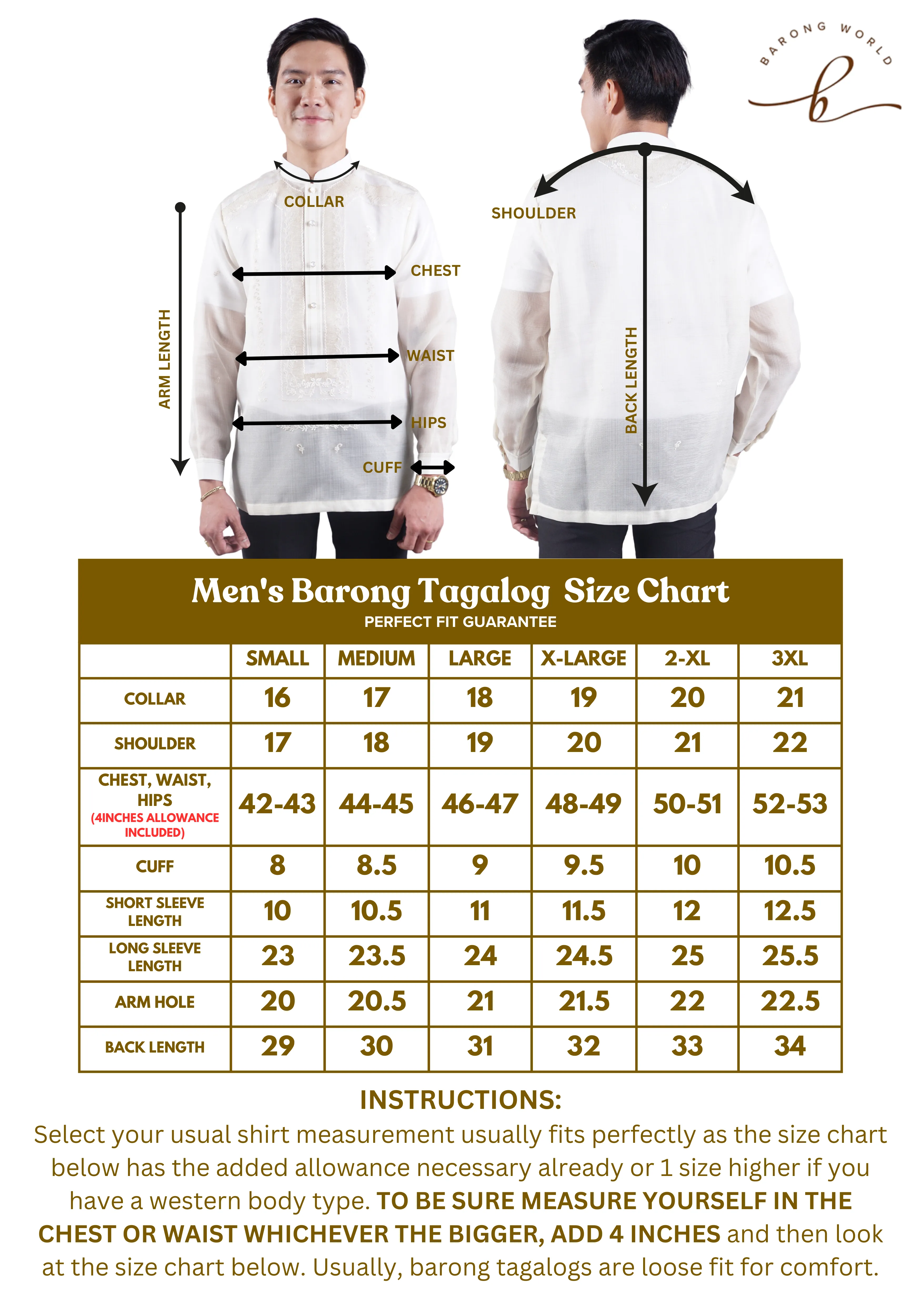 Men's Organza Premium Embroidery Classic Barong Tagalog   - Erik - JN01