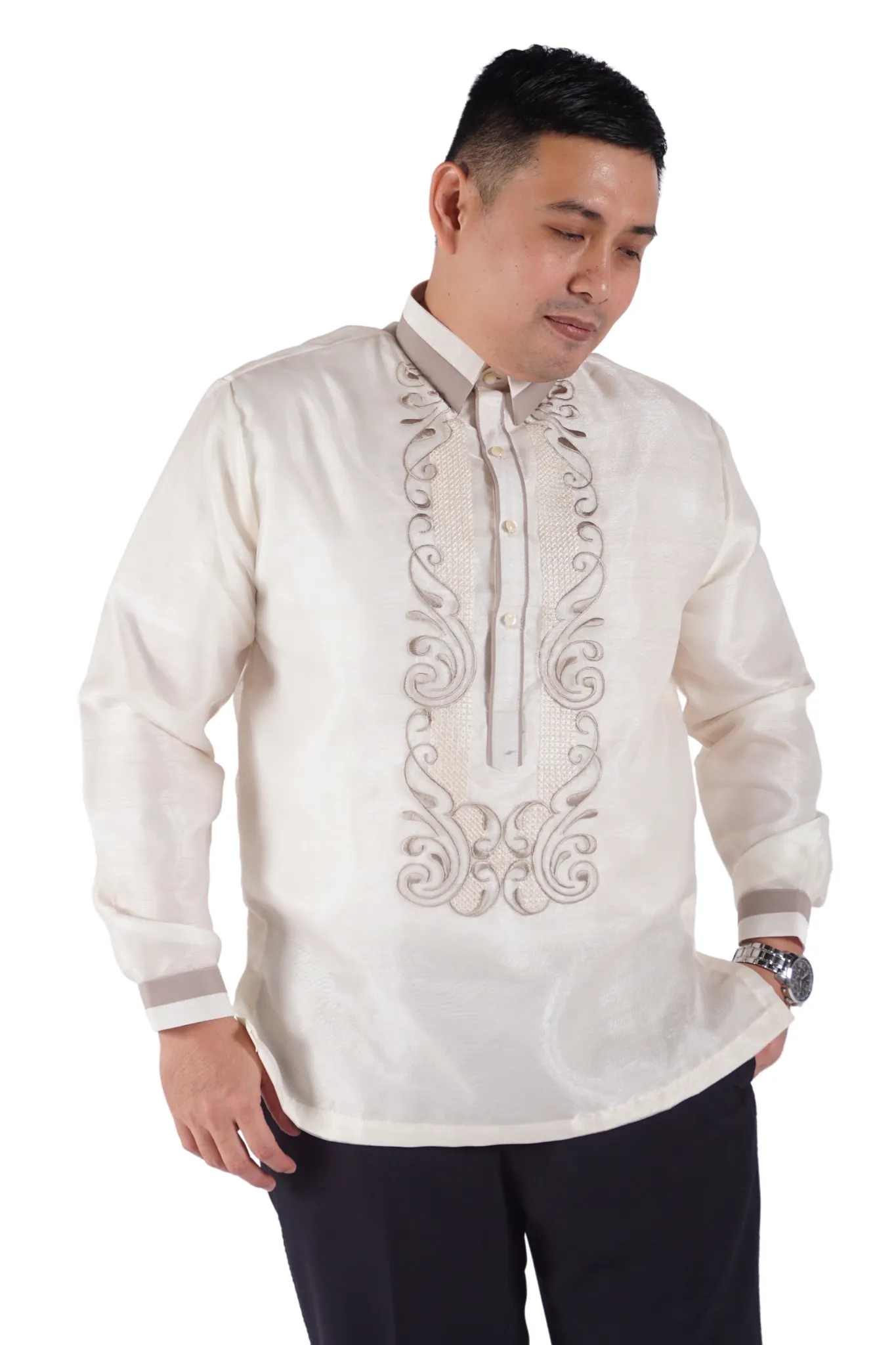 Men's Organza Premium Embroidery Classic Barong Tagalog   - Erik - JN01