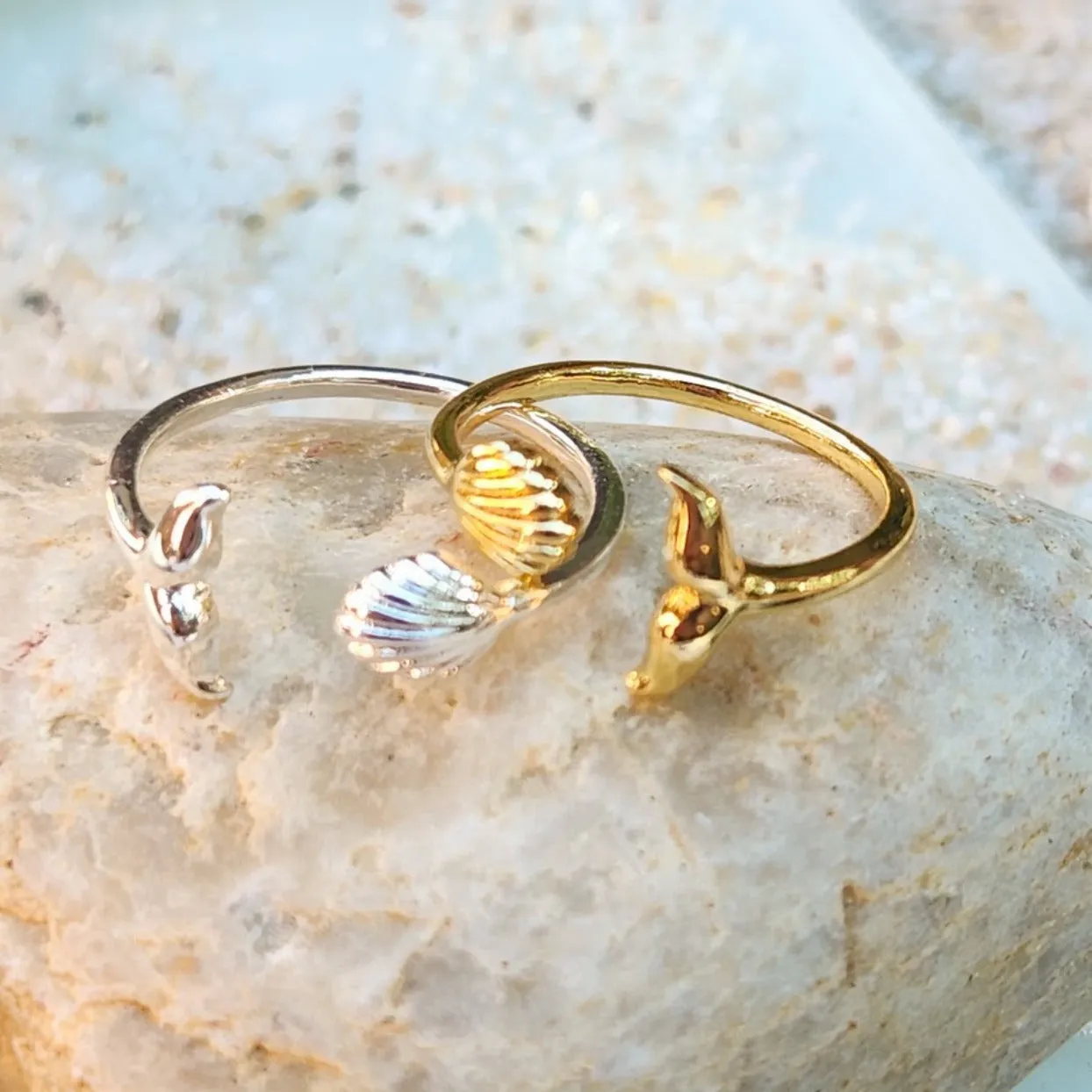 MERMAID BEACH RING  - ADJUSTABLE WATERPROOF GOLD/ SILVER RING