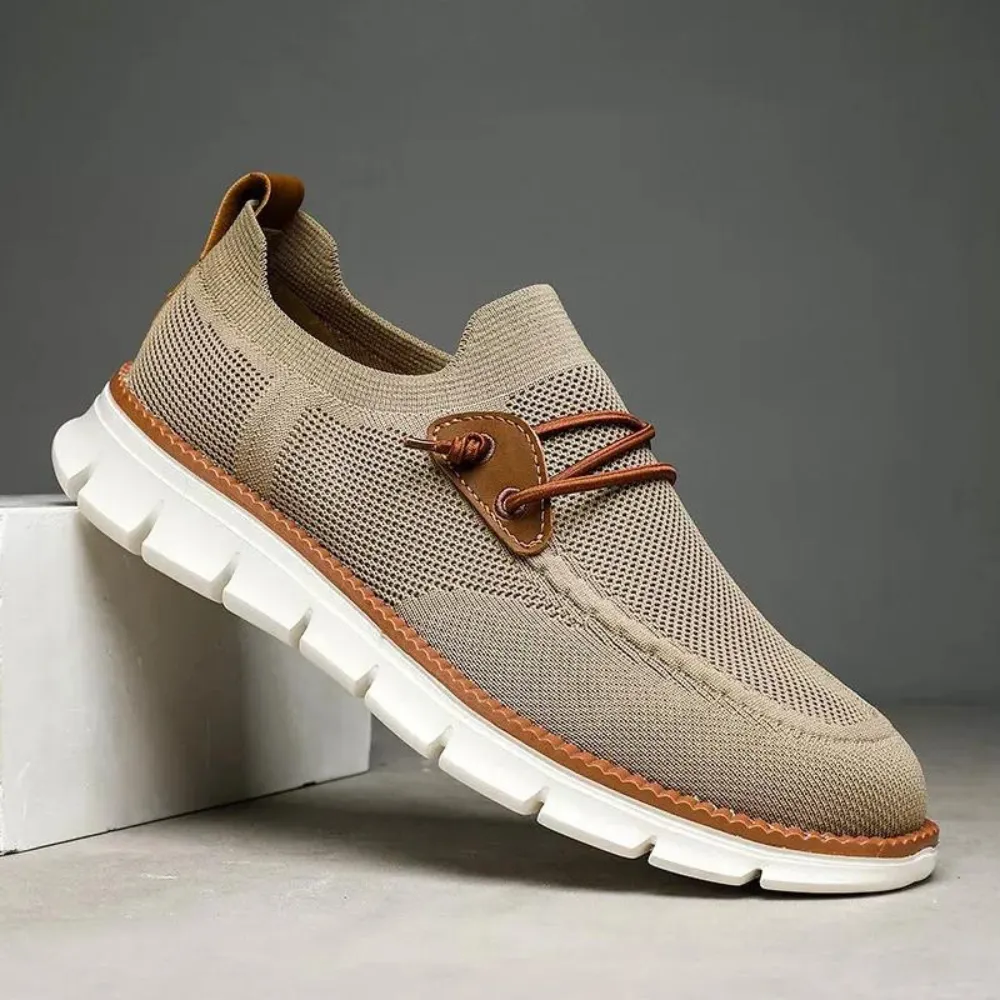 Mesh Casual Lightweight Breathable Soft Soled Shoes - Khaki