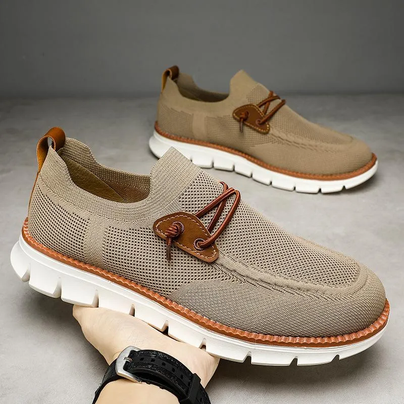 Mesh Casual Lightweight Breathable Soft Soled Shoes - Khaki