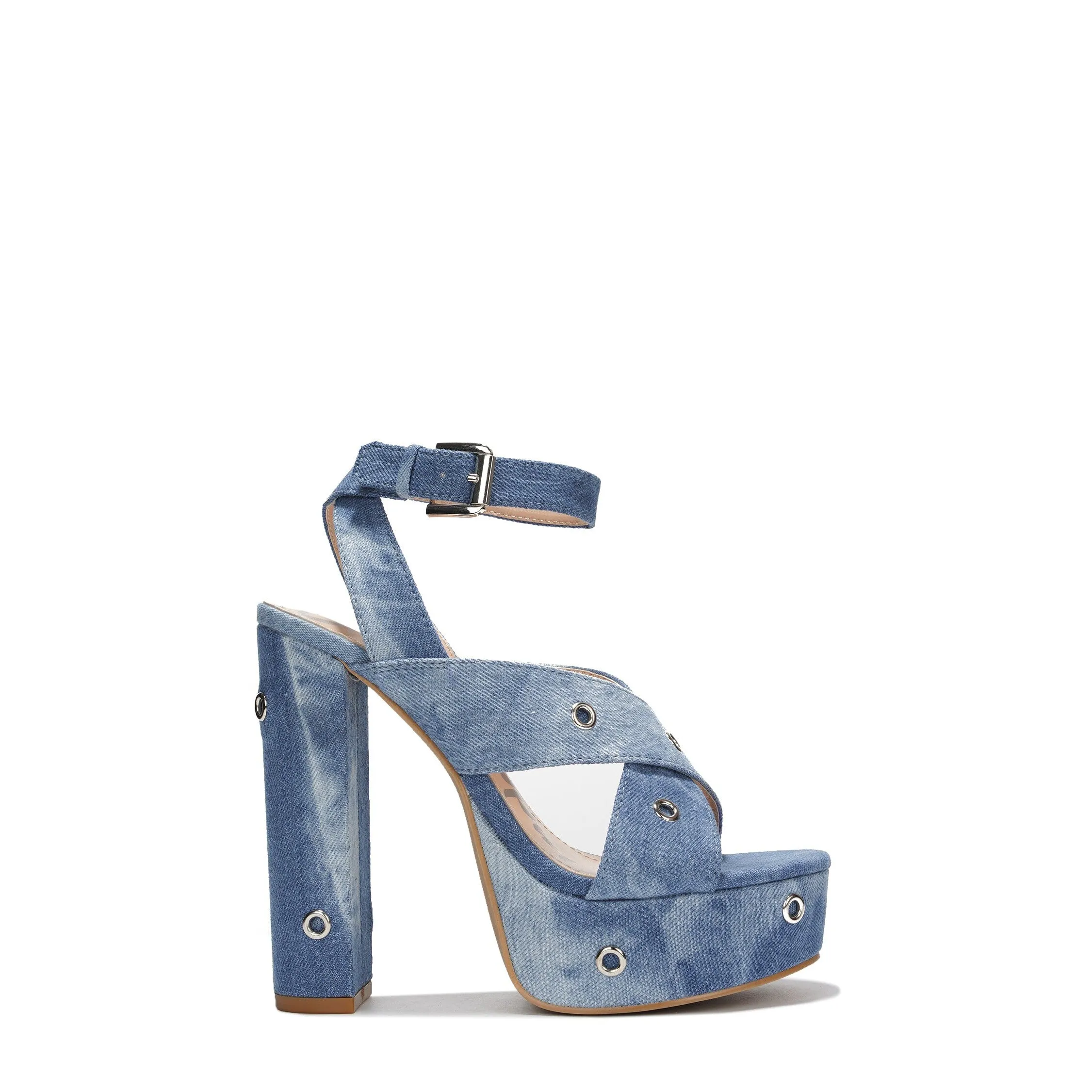 Misha Open Toe Platform Heel - Denim