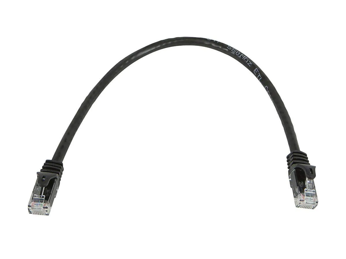 Monoprice Flexboot Cat5e Ethernet Patch Cable - Network Internet Cord - RJ45, Stranded, 350Mhz, UTP, Pure Bare Copper Wire, 24AWG, 0.5ft, Black