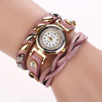 New Fashion famous woman watches 2017 top brand luxury Casual watches women designer bracelets Leather quartz watch Gold color